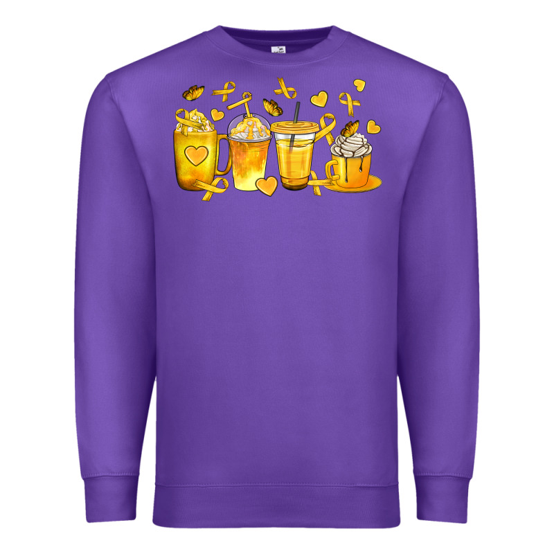 Childhood Cancer Coffee Cups Premium Sweatshirt by texasbilliewilder | Teevron