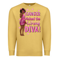 Antique Gold Cancer Picked The Wrong Diva with Black Woman Premium Sweatshirt - texasbilliewilder