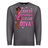 Charcoal Heather Cancer Picked The Wrong Diva with Black Woman Premium Sweatshirt - texasbilliewilder