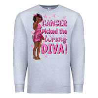 Heather Grey Cancer Picked The Wrong Diva with Black Woman Premium Sweatshirt - texasbilliewilder