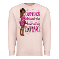 Pale Pink Cancer Picked The Wrong Diva with Black Woman Premium Sweatshirt - texasbilliewilder