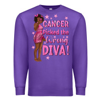 Purple Cancer Picked The Wrong Diva with Black Woman Premium Sweatshirt - texasbilliewilder