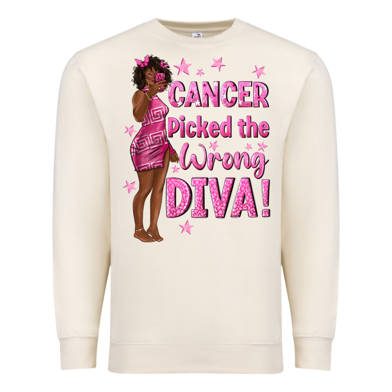 Cancer Picked The Wrong Diva With Black Woman Premium Sweatshirt by texasbilliewilder | Teevron