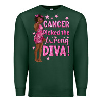 Sports Green Cancer Picked The Wrong Diva with Black Woman Premium Sweatshirt - texasbilliewilder