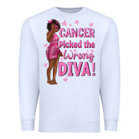 White Cancer Picked The Wrong Diva with Black Woman Premium Sweatshirt - texasbilliewilder