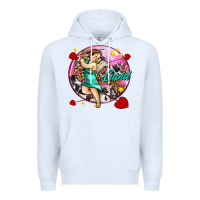 White cupid with arrows and stars Premium Hoodie - AdoDesignShop