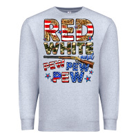 Heather Grey red white and pew pew pew Premium Sweatshirt - Zillion Design Studio