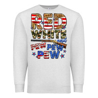 Oatmeal Heather red white and pew pew pew Premium Sweatshirt - Zillion Design Studio