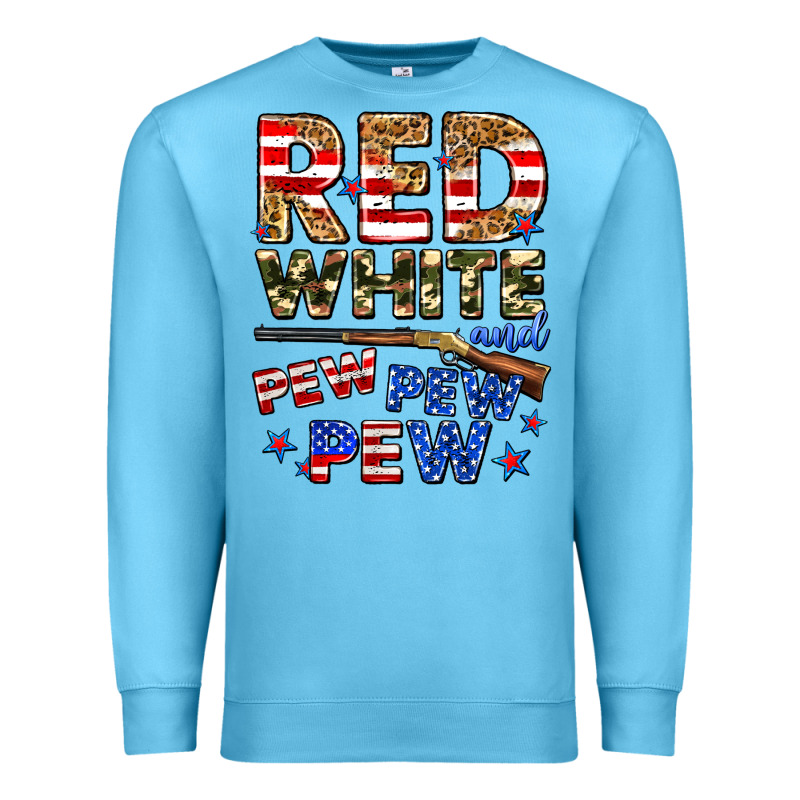 Red White And Pew Pew Pew Premium Sweatshirt by Zillion Design Studio | Teevron