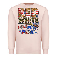 Pale Pink red white and pew pew pew Premium Sweatshirt - Zillion Design Studio