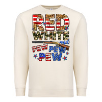 Sandshell red white and pew pew pew Premium Sweatshirt - Zillion Design Studio