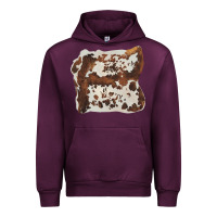Mauve Wine hand drawn cowhide cow fur Urban Hoodie - BarkalooDesign