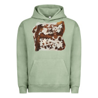 Pigment Oil Green hand drawn cowhide cow fur Urban Hoodie - BarkalooDesign