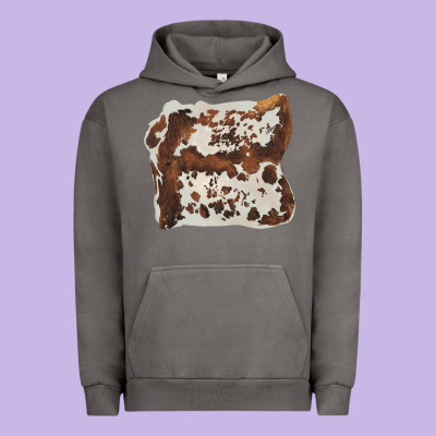 Hand Drawn Cowhide Cow Fur Urban Hoodie Designed By Barkaloodesign