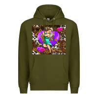 Army Green cupid and heart Premium Hoodie - AdoDesignShop