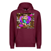 Burgundy cupid and heart Premium Hoodie - AdoDesignShop