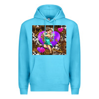 Ocean Blue cupid and heart Premium Hoodie - AdoDesignShop