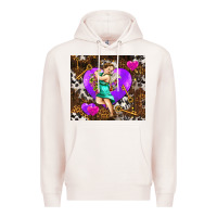 Pale Pink cupid and heart Premium Hoodie - AdoDesignShop