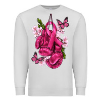 Dove Grey Cancer Boxing Gloves with Ribbon Premium Sweatshirt - texasbilliewilder