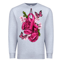 Heather Grey Cancer Boxing Gloves with Ribbon Premium Sweatshirt - texasbilliewilder