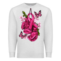 Oatmeal Heather Cancer Boxing Gloves with Ribbon Premium Sweatshirt - texasbilliewilder