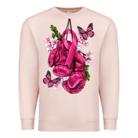 Pale Pink Cancer Boxing Gloves with Ribbon Premium Sweatshirt - texasbilliewilder