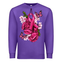 Purple Cancer Boxing Gloves with Ribbon Premium Sweatshirt - texasbilliewilder