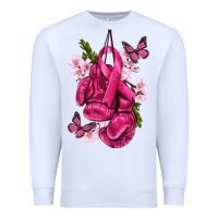 White Cancer Boxing Gloves with Ribbon Premium Sweatshirt - texasbilliewilder