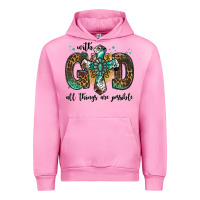 Fuchsia Pink with god all things are possible gemstone cross Urban Hoodie - Jasminsmagicworld