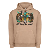 Pigment Burro with god all things are possible gemstone cross Urban Hoodie - Jasminsmagicworld