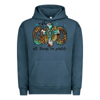 Pigment Midnight Navy with god all things are possible gemstone cross Urban Hoodie - Jasminsmagicworld