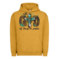 Pigment Peanut Butter with god all things are possible gemstone cross Urban Hoodie - Jasminsmagicworld