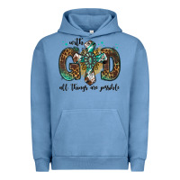 Pigment Pebble Blue with god all things are possible gemstone cross Urban Hoodie - Jasminsmagicworld