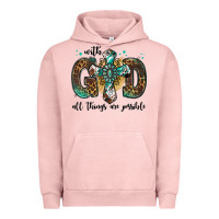 Pigment Salmon with god all things are possible gemstone cross Urban Hoodie - Jasminsmagicworld