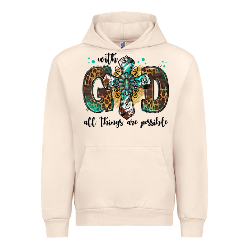 With God All Things Are Possible Gemstone Cross Urban Hoodie by Jasminsmagicworld | Teevron