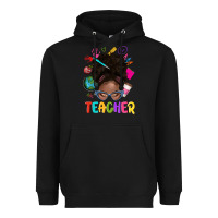 Black teacher afro messy bun Heavyweight Hoodie - texasbilliewilder