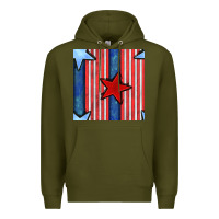 Army Green 4th of july stars and stripes seamless pattern Premium Hoodie - BundleAndBundleShop