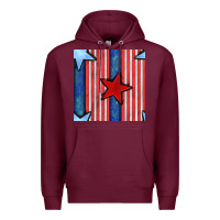 Burgundy 4th of july stars and stripes seamless pattern Premium Hoodie - BundleAndBundleShop