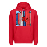 Red 4th of july stars and stripes seamless pattern Premium Hoodie - BundleAndBundleShop
