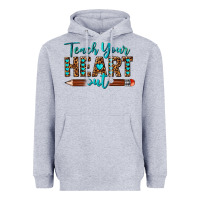 Heather Grey teach your heart out Heavyweight Hoodie - texasbilliewilder
