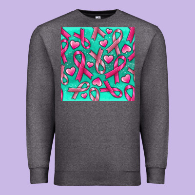 Cancer Ribbon With Heart Premium Sweatshirt Designed By Texasbilliewilder