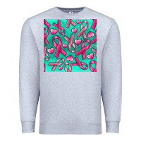 Heather Grey Cancer Ribbon with Heart Premium Sweatshirt - texasbilliewilder