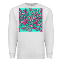 Oatmeal Heather Cancer Ribbon with Heart Premium Sweatshirt - texasbilliewilder