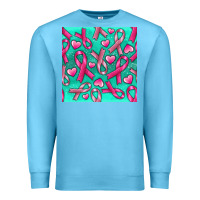 Ocean Blue Cancer Ribbon with Heart Premium Sweatshirt - texasbilliewilder