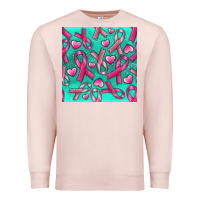 Pale Pink Cancer Ribbon with Heart Premium Sweatshirt - texasbilliewilder