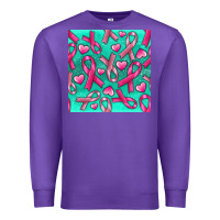 Purple Cancer Ribbon with Heart Premium Sweatshirt - texasbilliewilder