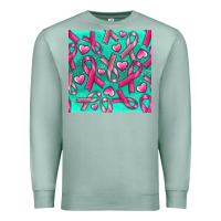 Seafoam Cancer Ribbon with Heart Premium Sweatshirt - texasbilliewilder