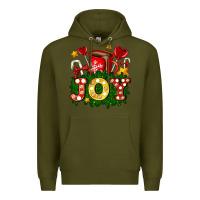 Army Green christmas joy coffee and candies Premium Hoodie - AdoDesignShop