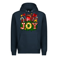 Navy christmas joy coffee and candies Premium Hoodie - AdoDesignShop