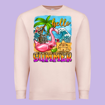 Hello Summer Skeleton Premium Sweatshirt Designed By Zillion Design Studio